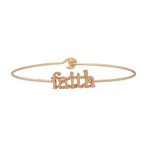Rose Gold Faith Inspirational Message Stencil Wire Hook Clasp Bangle Bracelet